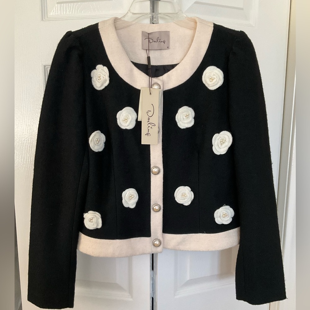 Darling Black Teresa Jacket with Cream Floral Accents